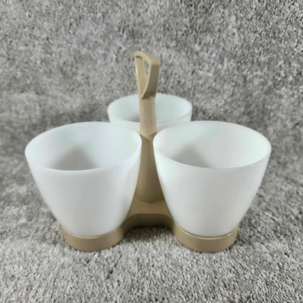 Tupperware Vintage Triple Condiment Server Caddy Holder‎ with Handle